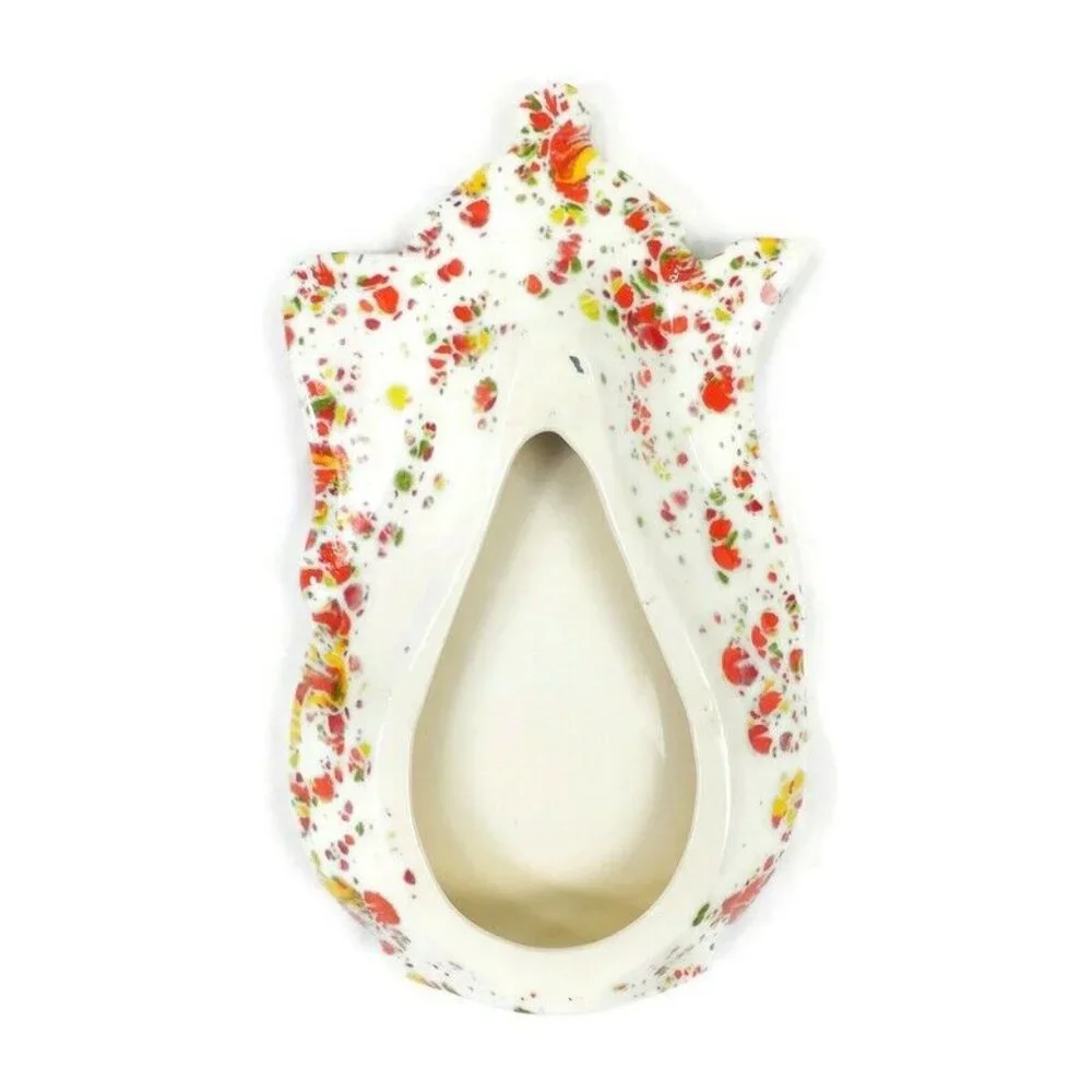 Vintage Hand Painted White Speckled Ceramic Frog & Teapot Shaped Dish Set